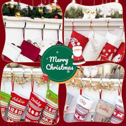 Edoneery Christmas Stocking Holders for Fireplace Mantle with Separate Double-Sided Tapes, 6 Pack Adjustable Non-Slip Metal Stocking Hangers for Mantel Xmas Party Decorations,Bronze