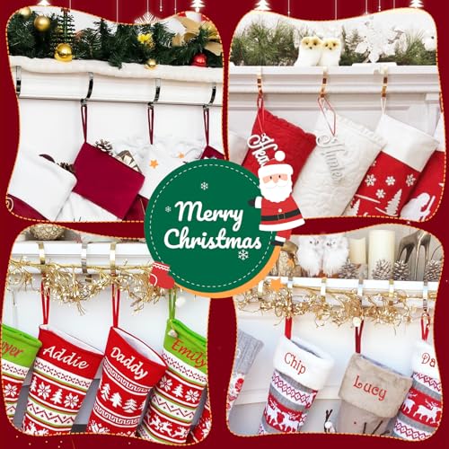 Edoneery 6-Pack Bronze Christmas Stocking Holders for Mantel with Non-Slip Double-Sided Adhesive Strips, Adjustable 0.5–3 in