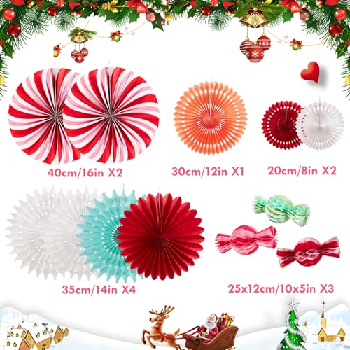 Candy Party Christmas Hanging Paper Fans – Easy Joy Candy Ornament for Ceiling Décor (Variation: Candy Party for Christmas)