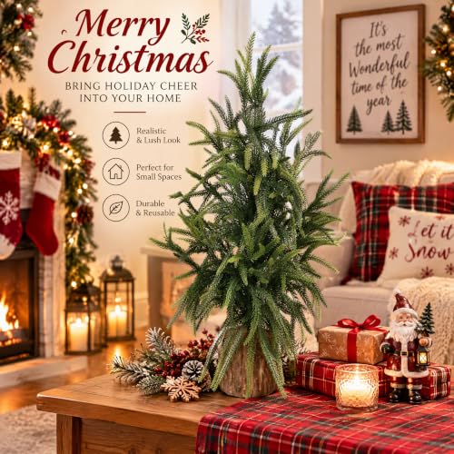 2ft Premium Artificial Norfolk Pine Tree with Realistic Wood Pot - Holiday & Indoor Decor