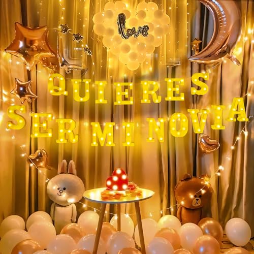Quieres Ser Mi Novia Light Up Letters & 1000 Rose Petals - Romantic Proposal Set - Quieres Ser Mi Novia2