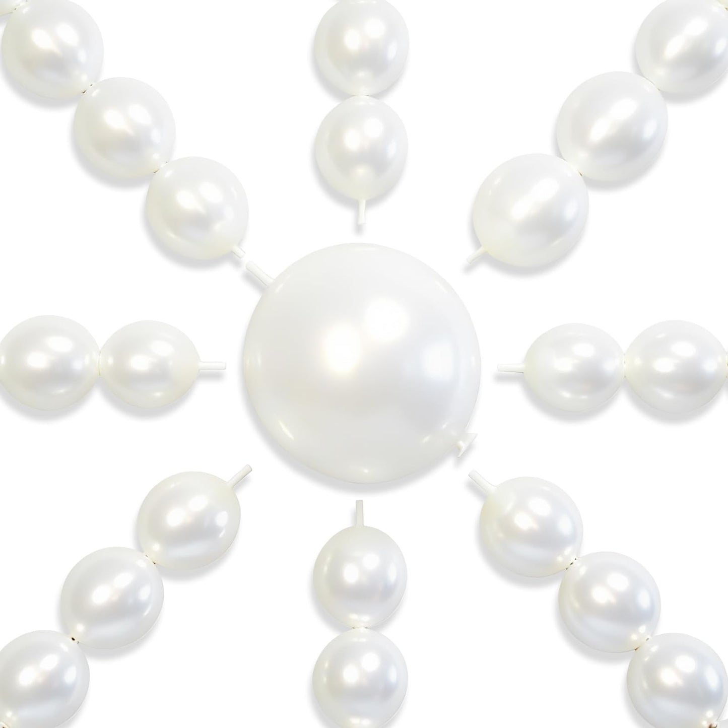 PartyWoo Pearl White Linking Balloons 100pcs 12 Inch White Link Balloon for Anniversary Retirement Wedding Graduation Baby Shower Birthday Gender Reveal Engagement Party Decorations White-W14