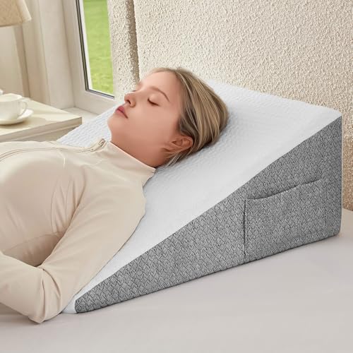 Nordjager Gray & White Wedge Pillow 24x24x10 Inch for Sleeping & Post Surgery