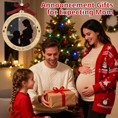 See You in 2026 Pregnancy Ornament (Pregnancy02) – Wooden Christmas Baby Announcement Gift