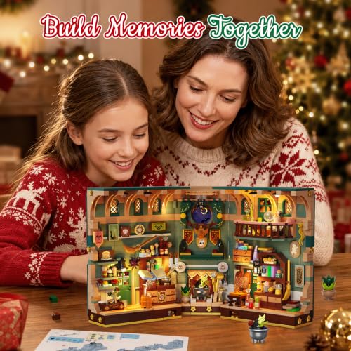 INSOON 2026 Christmas Advent Calendar Book Nook Building Set with Lights