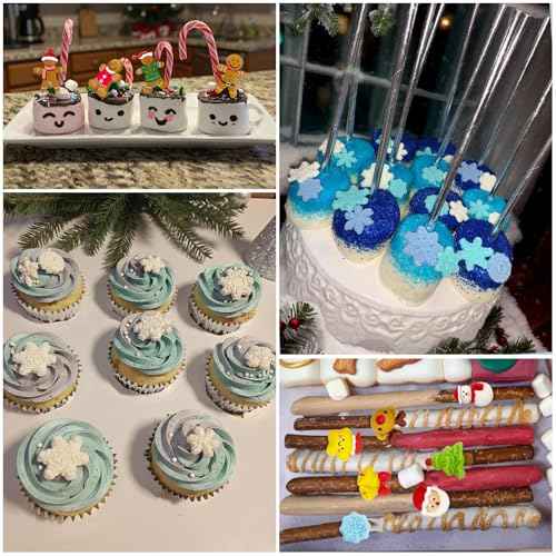 4 Pcs Christmas Silicone Molds 3D Christmas Molds Xmas Tree Santa Gingerbread Man Snowman Reindeer Snowflake Silicone Mold Winter Fondant Molds for DIY Crafts Cupcake Cake Decoration Candy Chocolate