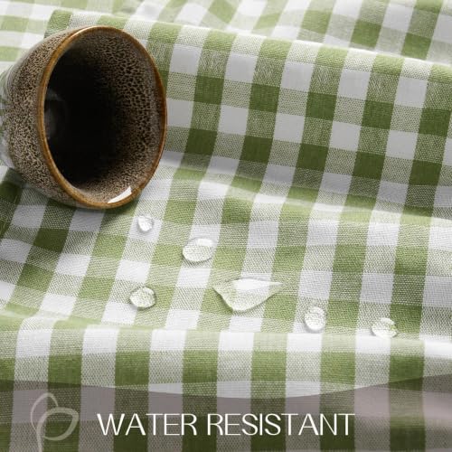 Romanstile Gingham Ruffled Tablecloth Rectangle, 60 x 120 Inch, Sage
