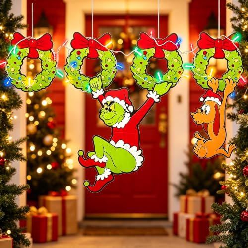 Christmas Decorations, 6PCS Light Up Fence Outdoor Decorations Green