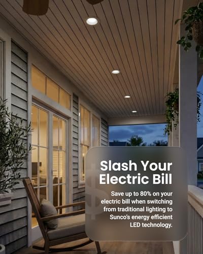 6 Inch Retrofit LED Recessed Lights - Dimmable with Selectable 2700K-5000K, 13W=75W, Sunco