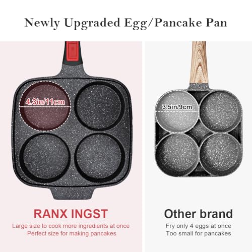 Large Nonstick Egg Pan with Lid - 10 Inch Pancake & Omelette Frying Pan, Black Variation