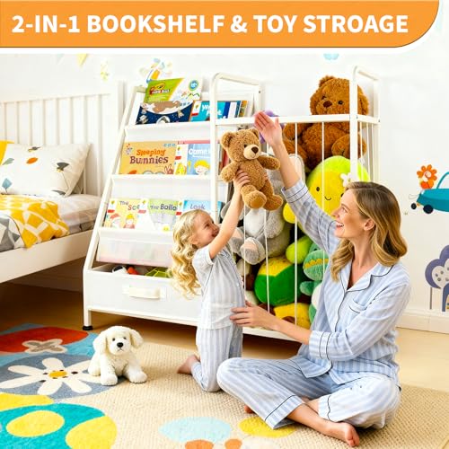 Kids’ White 3-Tier Toy & Book Storage Shelf with Stuffed Animal Organizer