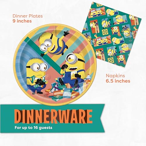 Minion Birthday Party Decorations Kit with Banner, Plates & More - Officially Licensed