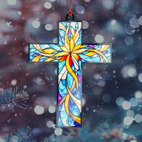 Cross Christmas Ornaments 2025, Jesus Christmas Decorations, Cross Ornament for Tree, Religious Gifts for Women, Nativity Cross Christian Gift for Xmas Holiday Church, Bible Gifts, Grace, New Year