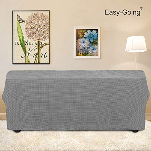 Easy-Going Large Light Gray Stretch Couch Cover for 60-81 Inch Sofa, Washable Slipcover
