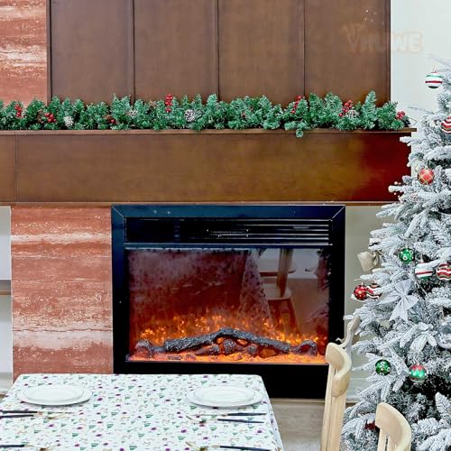 VHUWE 9 Ft Artificial Christmas Garland with Pine Cones & Red Berries - P+B