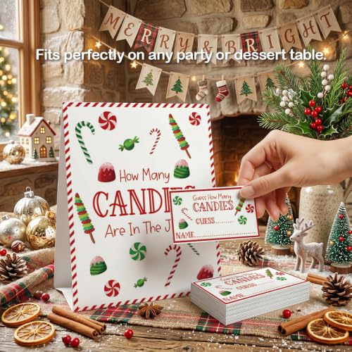 Christmas Guessing Game with Sign and 50 Cards - Holiday Party Activity