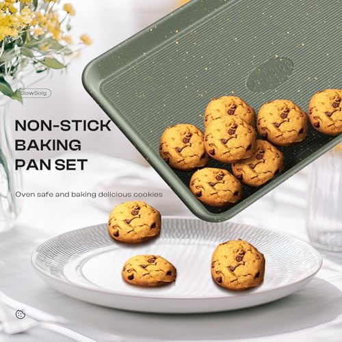Green 8-Piece Nonstick Bakeware Set – Stackable Oven Pans for Baking & Roasting