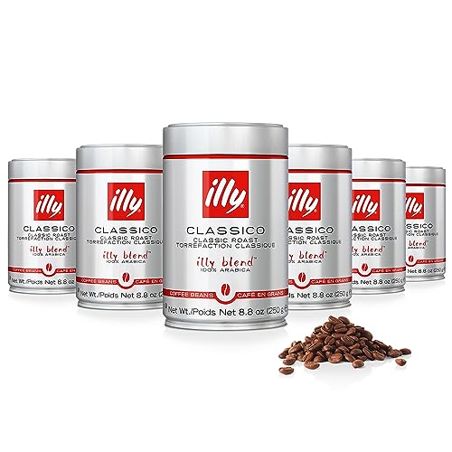 Illy Whole Bean Coffee Classico Medium Roast 8.8oz Pack of 6 | Arabica Coffee Beans