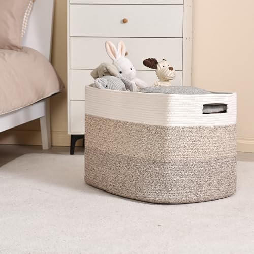 Extra Large Blanket Basket - Gradient Brown 25x16x16 Storage Bin for Living Room