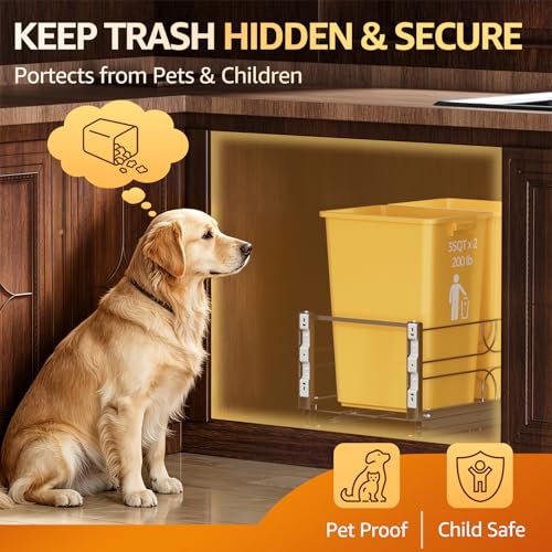 Black Double Pull Out Trash Can Under Cabinet with Soft Close Door Mount - RUNMI