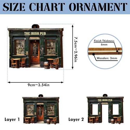 Artsy Woodsy St. Patrick's Day Decor Irish Ireland Green Shamrock Ceramic Ornaments for Christmas Tree Decorations, Unique Gifts Rear-View Mirror Hanging Car Accessories (07)