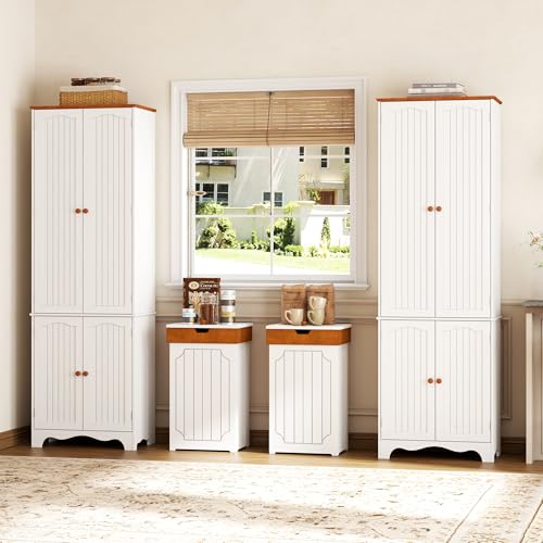 Function Home White Farmhouse Trash Can Cabinet 13 Gallon Kitchen Waste Bin