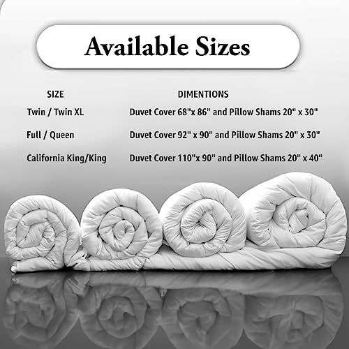King Size Duvet Cover Set - 1000 Thread Count White Egyptian Cotton - Solid, Easy Care, 3-Piece Variation 01