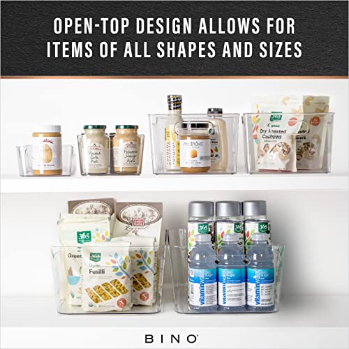 BINO X-Large Clear Plastic Storage Bins 2 Pack | Pantry & Kitchen Organizer