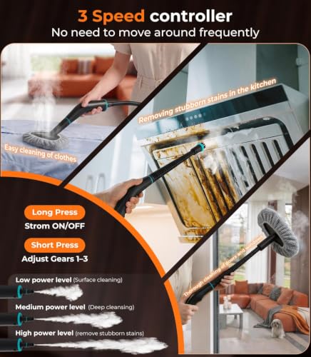 QITQUNS C4 2500W Handheld Steam Cleaner Ivory – 6-Level Steam Control, 1.8L Tank