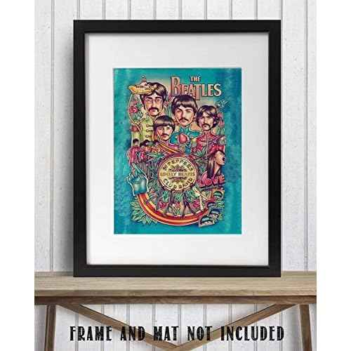 AMERICAN LUXURY GIFTS Sgt. Pepper's Band Music Wall Art Poster, Typographic Decor For Room, Studio, Home, Office & Aesthetic Room Decor, For 60s Rock Fan (Unframed, 8 x 10 inches)