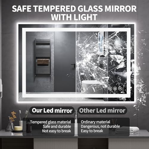 Koonmi 40x30 LED Bathroom Mirror with 3 Light Modes & Defogging