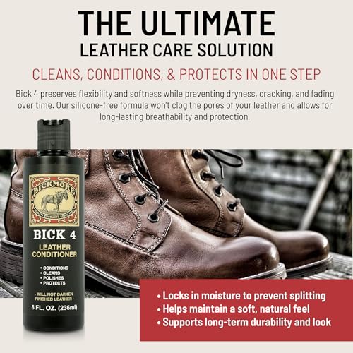 Bick 4 Leather Conditioner & Cleaner 32 oz - Won't Darken Boots, Bags, Furniture
