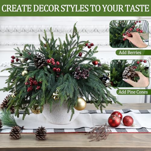 Tulvend 24 Pcs Artificial Pine Branches Real Touch Christmas Decor
