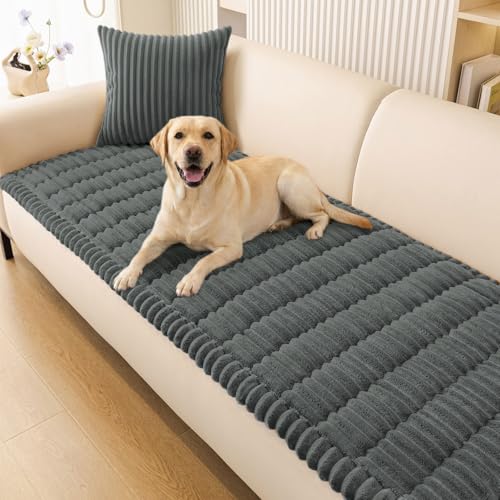 Smiry Non-Slip Washable Sofa Cover for Dogs, Dark Grey, 27.6x70.9 inches