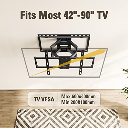 Full Motion TV Wall Mount for 42-90 Inch TVs with 24 Inch Stud Compatibility - Heavy Duty