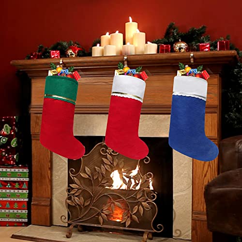 Tokforty 60 Pack Felt Christmas Stockings - 19 In White Cuff Gold Trim, 30 Red + 30 Green