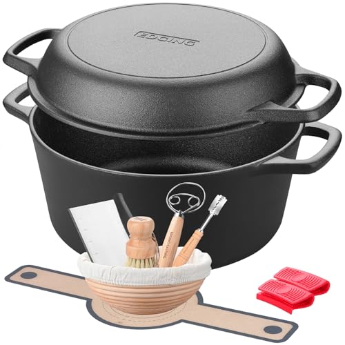 Pre-Seasoned Cast Iron Dutch Oven with Lid and Baking Set - 5QT