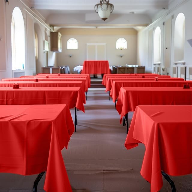 Niuara Red Plastic Tablecloth - 4 Pack 54" x 108" Disposable Covers for Parties & Gatherings