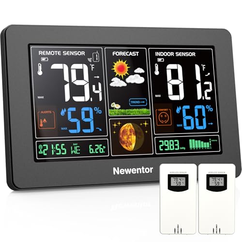 Wireless Indoor Outdoor Weather Station with 2 Sensors - Black