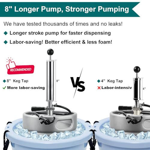 Ferroday 8-inch Keg Tap Pump for US D-System Beer Kegs - Draft Dispenser