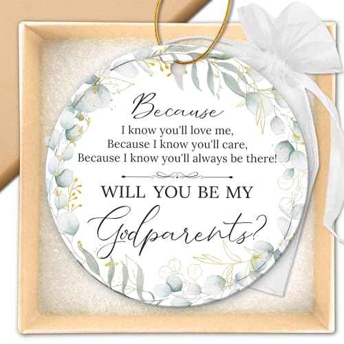 ZAGKOO Godparents Proposal Gift - Will You Be My Godparents Ornament - Godparent Gifts from Godchild - Baptism Gifts for Godparent, Catholic Present Ideas - Ceramic Christmas Ornament Keepsake 2025