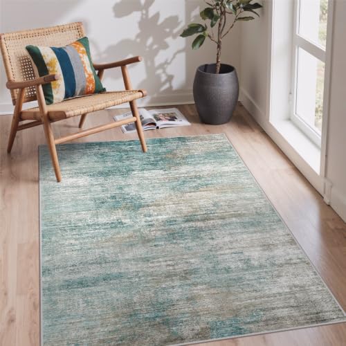 BEIMO 5' x 7' Teal Abstract Area Rug Washable Non-Slip Living Room Decor