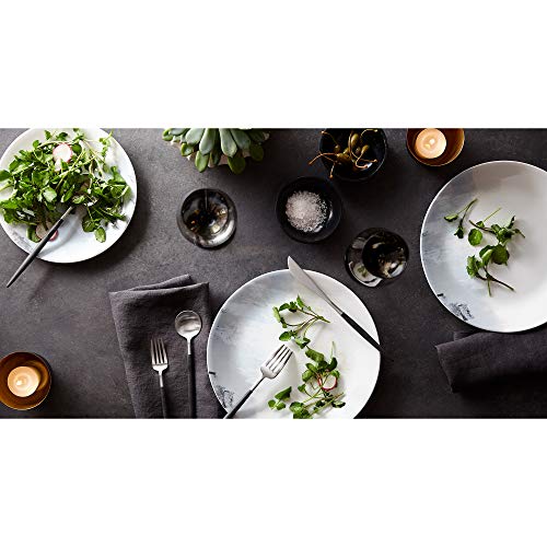 Corelle Tranquil Reflection 12-Piece White and Blue Dinnerware Set - Lightweight, Durable Glass Plates & Bowls