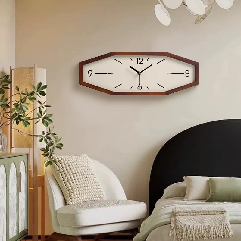 Brown Wooden Retro Wall Clock 18 Inch Square Rectangular Design