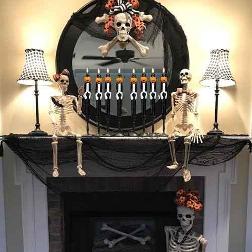 Halloween Flameless Taper Candles, Black and Pumpkin LED Flameless Candlesticks with 6H Timer, 2 Pack Halloween Pumpkin Candelabra with 3D Flame for Fall Home Decor(0.78¡± x 11.6¡±)