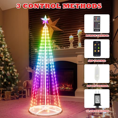 Yakmax 5ft Multicolor Outdoor Christmas Tree with Lights, Smart Control & Music Sync