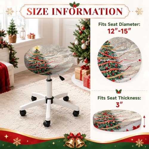 Bar Stool Covers Round Christmas 2-Pack, Fits 12-15 Inch Seats