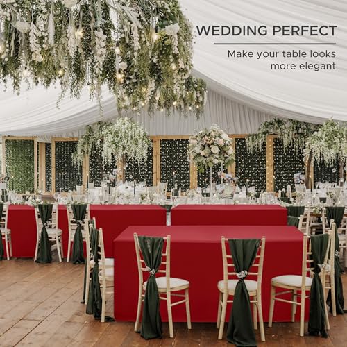 HolidayIdeas 4-Pack Red Fitted Tablecloth for 6ft Tables 72x30in