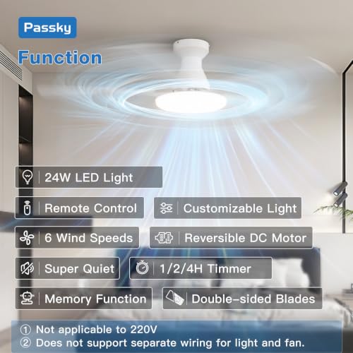 White 52 Inch Low Profile Ceiling Fan with Lights and Remote Control
