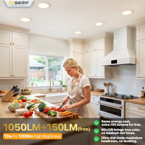 Ensenior 6 Inch Dimmable LED Recessed Light 5000K Daylight - 6 Pack